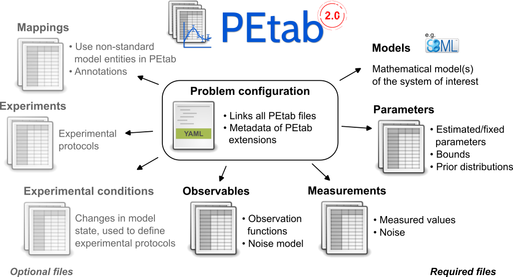 Files constituting a PEtab problem